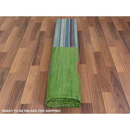 Flat Weave Wool Hand Woven Rug Green No Border 8.3X10.1 -O060094