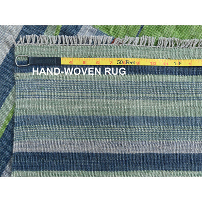 Flat Weave Wool Hand Woven Rug Green No Border 8.3X10.1 -O060094