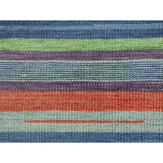 Flat Weave Wool Hand Woven Rug Green No Border 6.2X9.2 -O060095