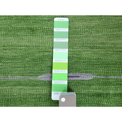 Flat Weave Wool Hand Woven Rug Green No Border 6.2X9.2 -O060095