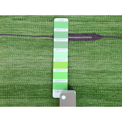 Flat Weave Wool Hand Woven Rug Green No Border 6.3X9.2 -O060096