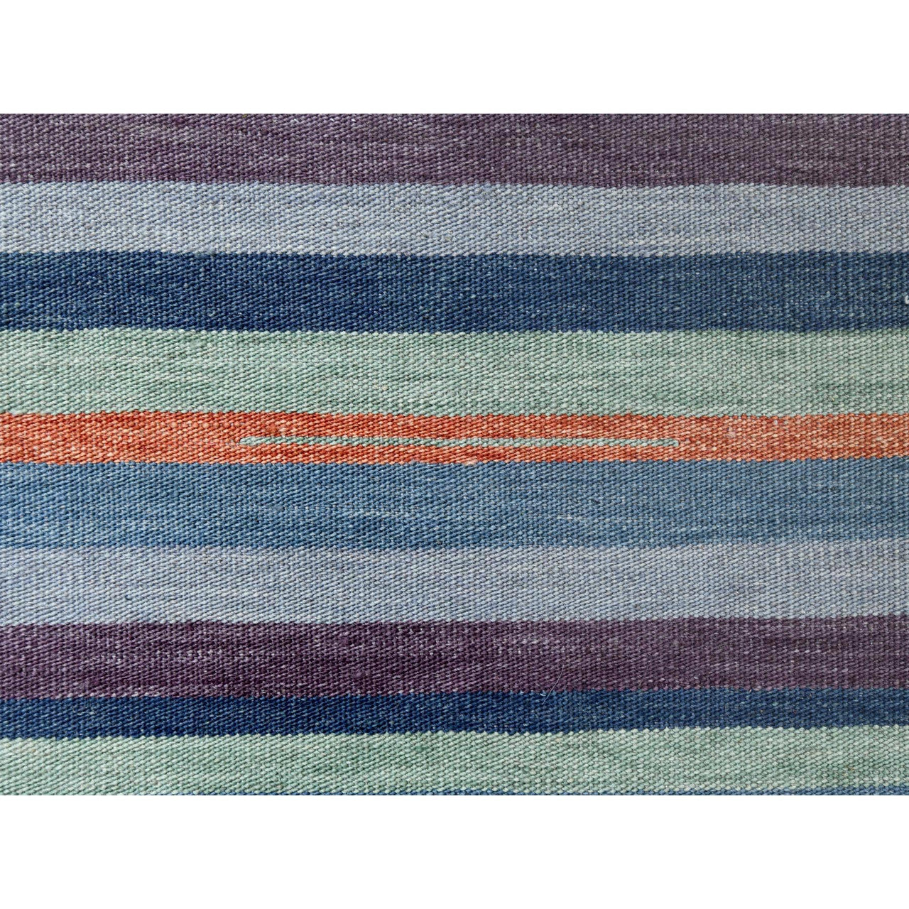 Flat Weave Wool Hand Woven Rug Green No Border 10.4X14.2 -O060097