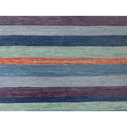 Flat Weave Wool Hand Woven Rug Green No Border 10.4X14.2 -O060097