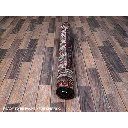 Kazak Wool Hand Knotted Rug Blue 3.11x6.4 -O0600