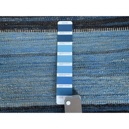 Flat Weave Wool Hand Woven Rug Blue No Border 9.7X11.10 -O060101