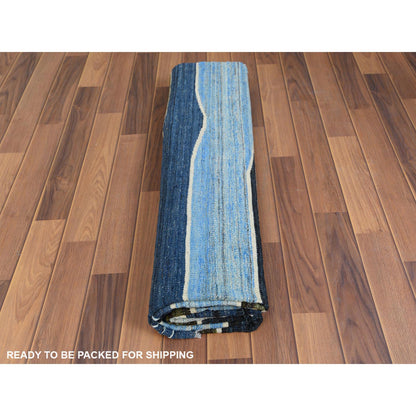Flat Weave Wool Hand Woven Rug Blue No Border 6.3X8.9 -O060104