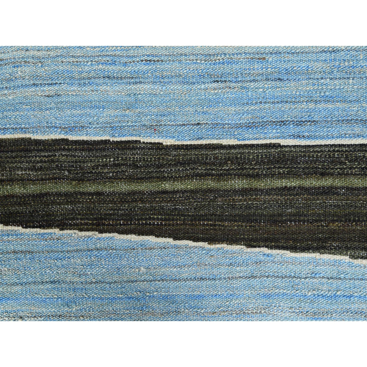 Flat Weave Wool Hand Woven Rug Blue No Border 12.5X15.0 -O060105