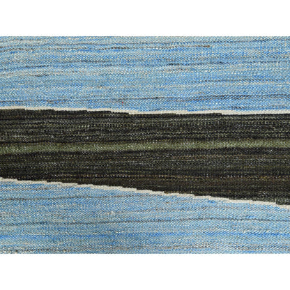 Flat Weave Wool Hand Woven Rug Blue No Border 12.5X15.0 -O060105