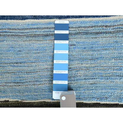 Flat Weave Wool Hand Woven Rug Blue No Border 12.5X15.0 -O060105