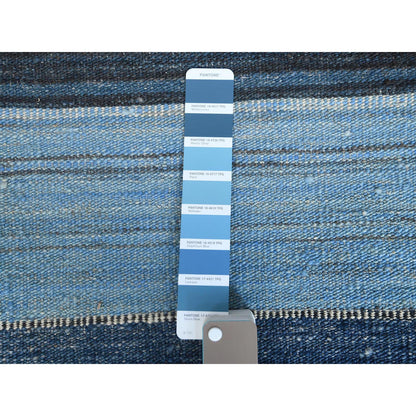Flat Weave Wool Hand Woven Rug Blue No Border 10.7X13.8 -O060106
