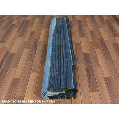 Flat Weave Wool Hand Woven Rug Blue No Border 10.7X13.8 -O060106