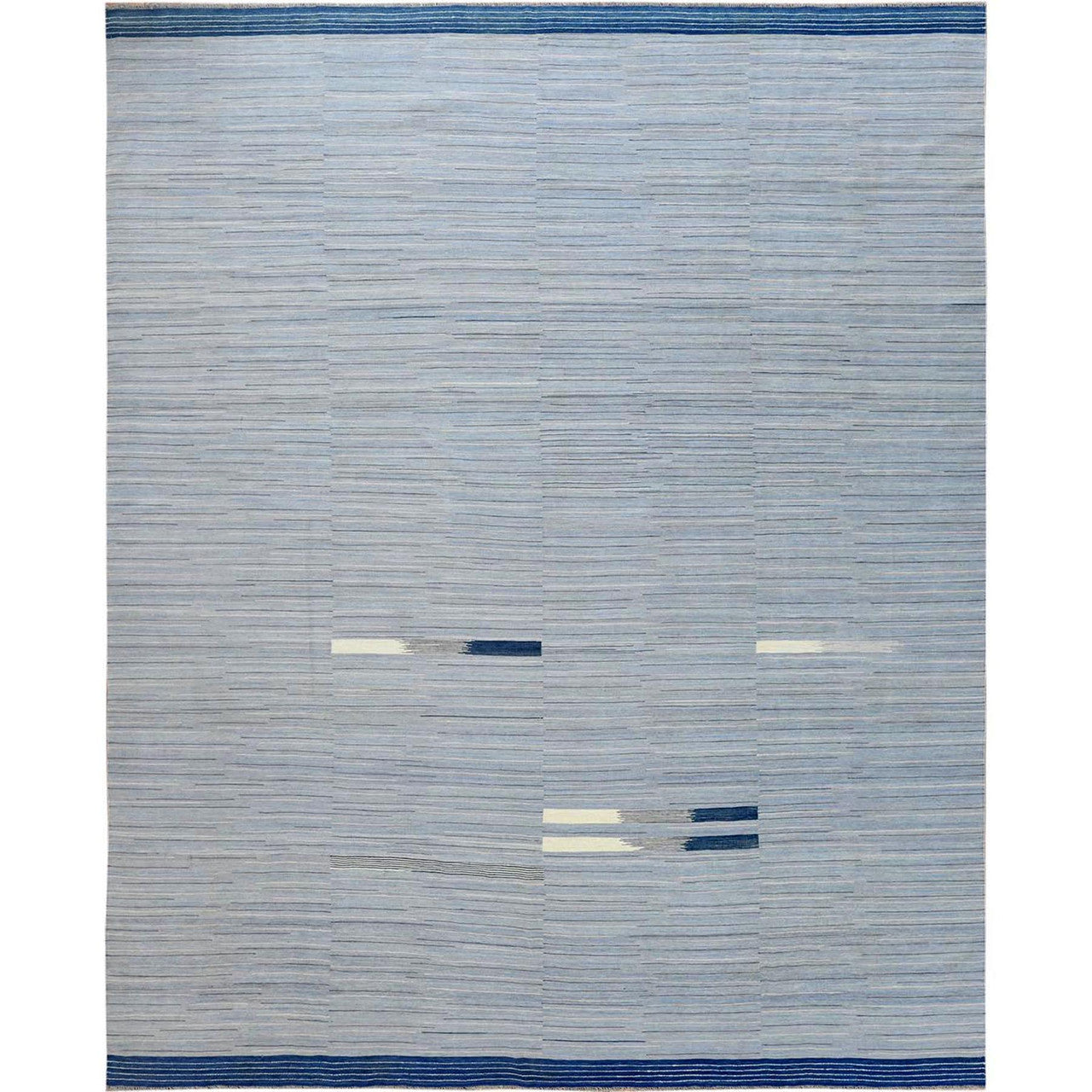 Flat Weave Wool Hand Woven Rug Blue No Border 12.1X15.0 -O060107