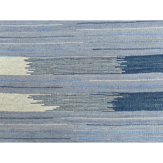 Flat Weave Wool Hand Woven Rug Blue No Border 12.1X15.0 -O060107