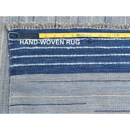 Flat Weave Wool Hand Woven Rug Blue No Border 12.1X15.0 -O060107