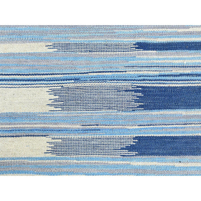Flat Weave Wool Hand Woven Rug Blue No Border 10.5X13.10 -O060108