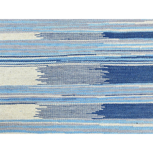 Flat Weave Wool Hand Woven Rug Blue No Border 10.5X13.10 -O060108