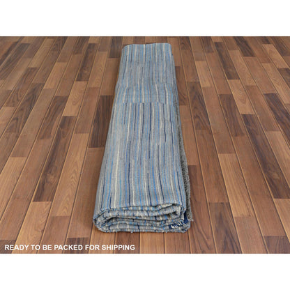 Flat Weave Wool Hand Woven Rug Blue No Border 10.5X13.10 -O060108