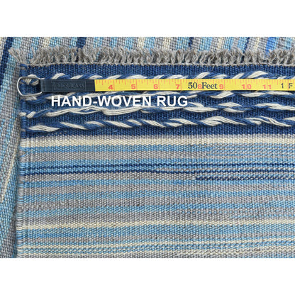 Flat Weave Wool Hand Woven Rug Blue No Border 10.5X13.10 -O060108