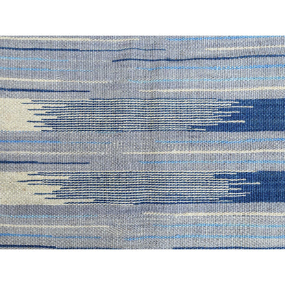 Flat Weave Wool Hand Woven Rug Blue No Border 6.1X9.1 -O060109