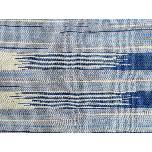 Flat Weave Wool Hand Woven Rug Blue No Border 6.1X9.1 -O060109