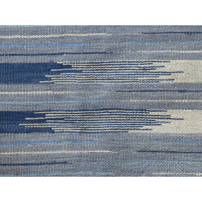 Flat Weave Wool Hand Woven Rug Blue No Border 6.4X9.1 -O060110