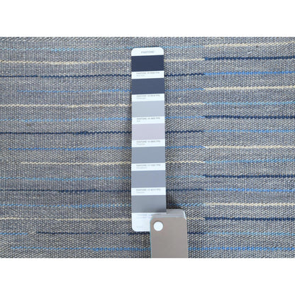 Flat Weave Wool Hand Woven Rug Blue No Border 6.4X9.1 -O060110