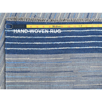 Flat Weave Wool Hand Woven Rug Blue No Border 6.4X9.1 -O060110