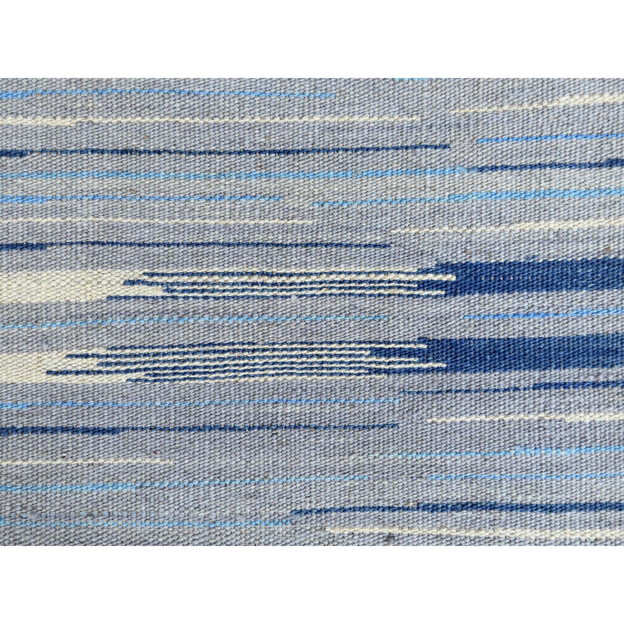 Flat Weave Wool Hand Woven Rug Blue No Border 9.6X12.0 -O060113