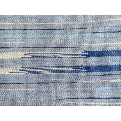 Flat Weave Wool Hand Woven Rug Blue No Border 9.6X12.0 -O060113