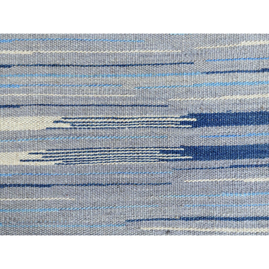Flat Weave Wool Hand Woven Rug Blue No Border 9.6X12.0 -O060113
