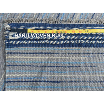 Flat Weave Wool Hand Woven Rug Blue No Border 9.6X12.0 -O060113