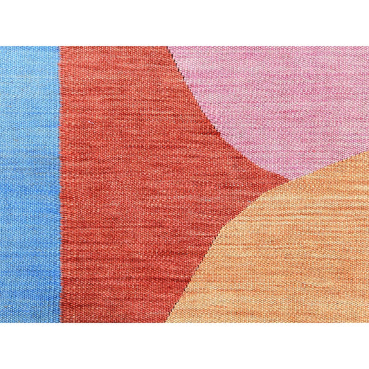 Flat Weave Wool Hand Woven Rug Multicolored No Border 12.1X15.0 -O060115