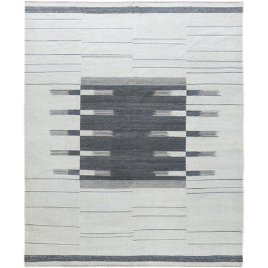 Flat Weave Wool Hand Woven Rug Grey No Border 8.5X10.1 -O060120