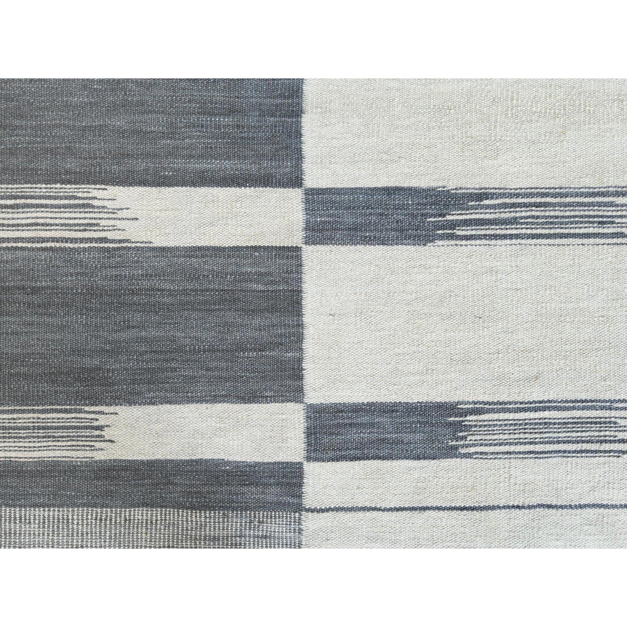 Flat Weave Wool Hand Woven Rug Grey No Border 8.5X10.1 -O060120