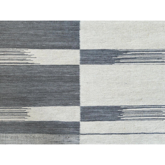 Flat Weave Wool Hand Woven Rug Grey No Border 8.5X10.1 -O060120