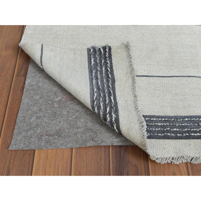 Flat Weave Wool Hand Woven Rug Grey No Border 8.5X10.1 -O060120