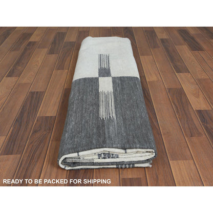 Flat Weave Wool Hand Woven Rug Grey No Border 8.5X10.1 -O060120
