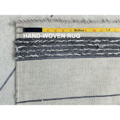 Flat Weave Wool Hand Woven Rug Grey No Border 8.5X10.1 -O060120