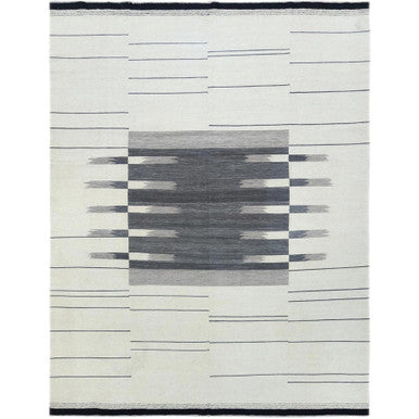 Flat Weave Wool Hand Woven Rug Grey No Border 8.2X9.10 -O060121
