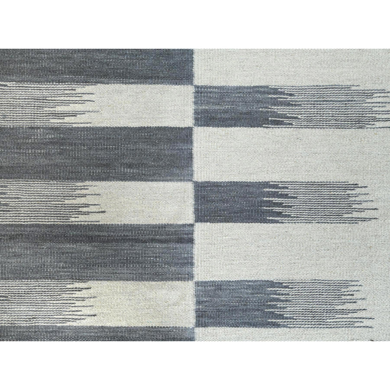 Flat Weave Wool Hand Woven Rug Grey No Border 8.2X9.10 -O060121