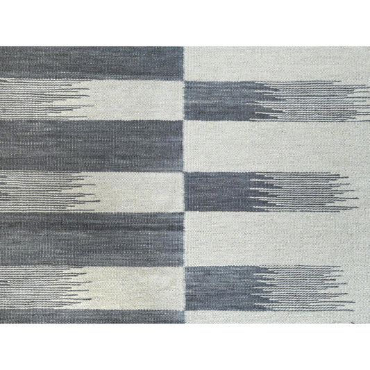 Flat Weave Wool Hand Woven Rug Grey No Border 8.2X9.10 -O060121