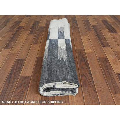 Flat Weave Wool Hand Woven Rug Grey No Border 8.2X9.10 -O060121