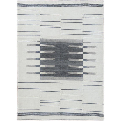 Flat Weave Wool Hand Woven Rug Grey No Border 6.5X9.0 -O060123