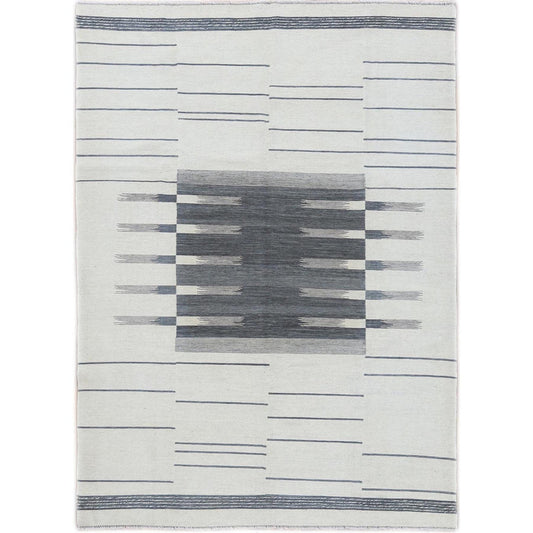 Flat Weave Wool Hand Woven Rug Grey No Border 6.5X9.0 -O060123