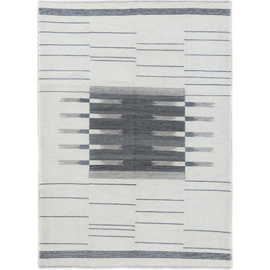 Flat Weave Wool Hand Woven Rug Grey No Border 6.5X9.0 -O060123