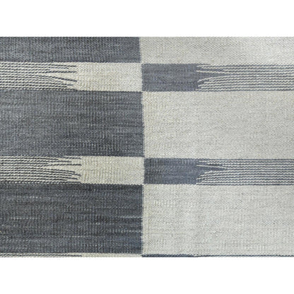 Flat Weave Wool Hand Woven Rug Grey No Border 6.5X9.0 -O060123