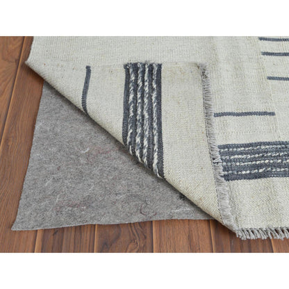 Flat Weave Wool Hand Woven Rug Grey No Border 6.5X9.0 -O060123