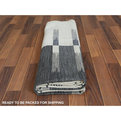 Flat Weave Wool Hand Woven Rug Grey No Border 6.5X9.0 -O060123