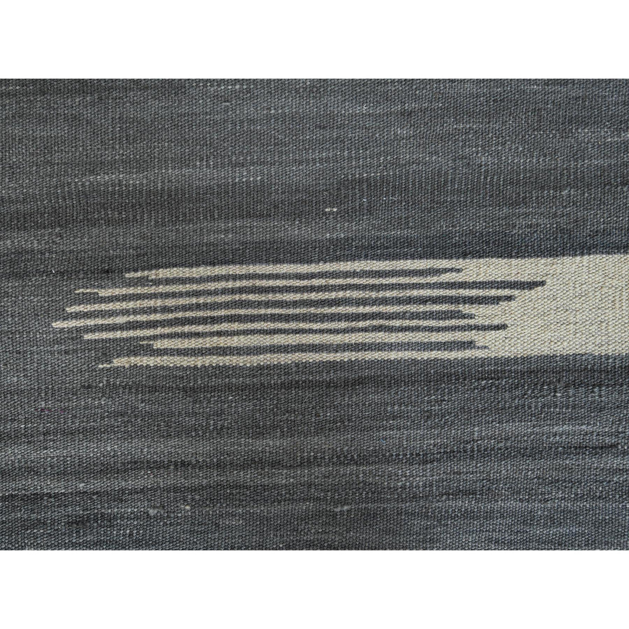 Flat Weave Wool Hand Woven Rug Grey No Border 12.5X14.10 -O060124