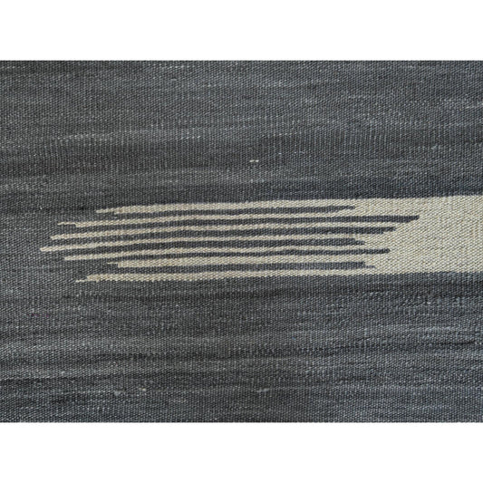 Flat Weave Wool Hand Woven Rug Grey No Border 12.5X14.10 -O060124